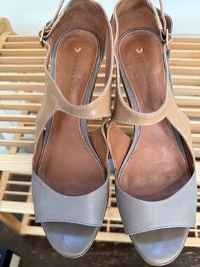 Leifsdottir Ilona leather peep-toe heels size 38.5/8